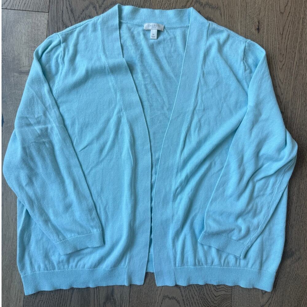 Talbots Tiffany Blue Lightweight Open Front Cardigan M
